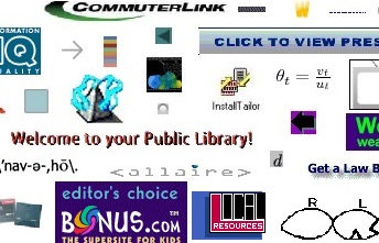 A collage of many small, colorful, and low-resolution graphics that look like they are in the style of 1990s-era web graphics